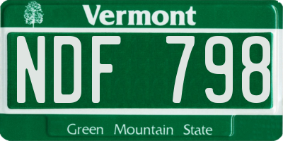 VT license plate NDF798