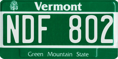 VT license plate NDF802
