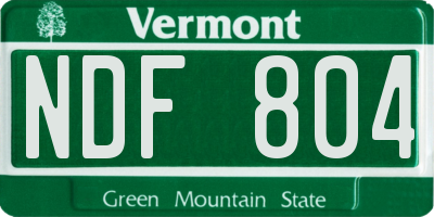 VT license plate NDF804
