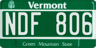 VT license plate NDF806