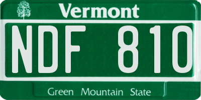 VT license plate NDF810