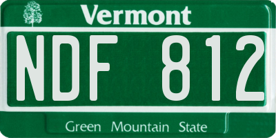 VT license plate NDF812