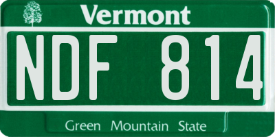 VT license plate NDF814