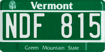 VT license plate NDF815