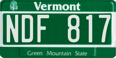 VT license plate NDF817