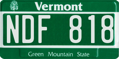 VT license plate NDF818