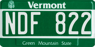 VT license plate NDF822
