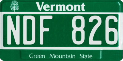 VT license plate NDF826