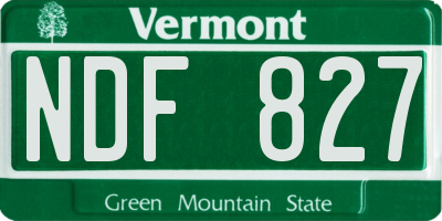 VT license plate NDF827
