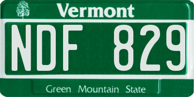 VT license plate NDF829