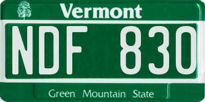 VT license plate NDF830