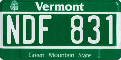 VT license plate NDF831