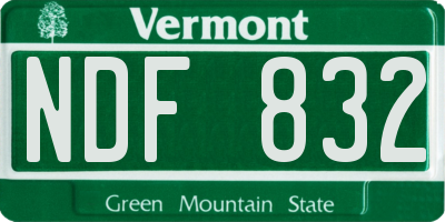 VT license plate NDF832