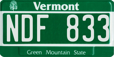 VT license plate NDF833