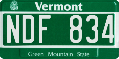 VT license plate NDF834