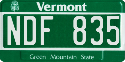 VT license plate NDF835