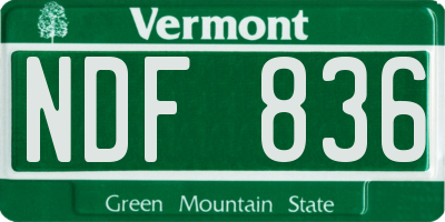 VT license plate NDF836