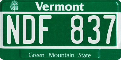 VT license plate NDF837
