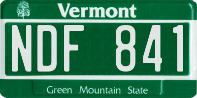 VT license plate NDF841