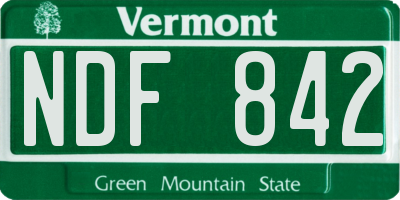 VT license plate NDF842