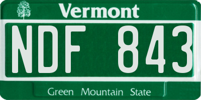 VT license plate NDF843
