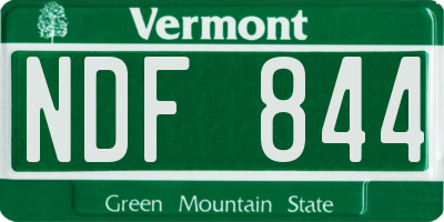VT license plate NDF844