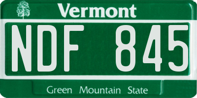 VT license plate NDF845