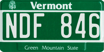 VT license plate NDF846