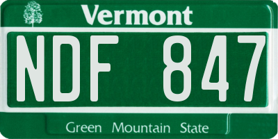 VT license plate NDF847