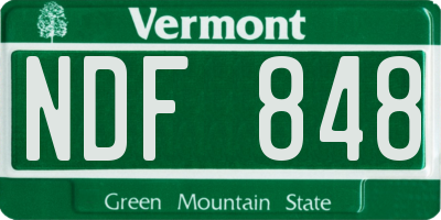 VT license plate NDF848