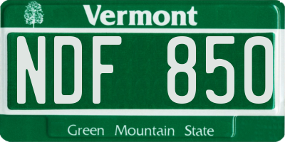 VT license plate NDF850