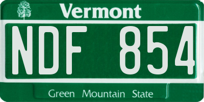 VT license plate NDF854