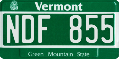 VT license plate NDF855