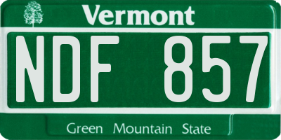 VT license plate NDF857
