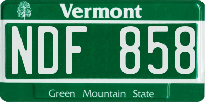 VT license plate NDF858