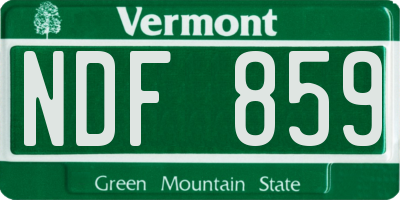 VT license plate NDF859