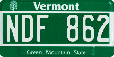 VT license plate NDF862