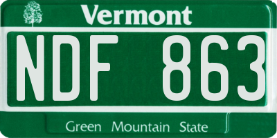 VT license plate NDF863