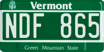 VT license plate NDF865