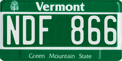 VT license plate NDF866