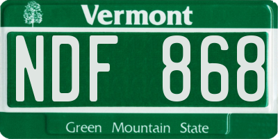VT license plate NDF868