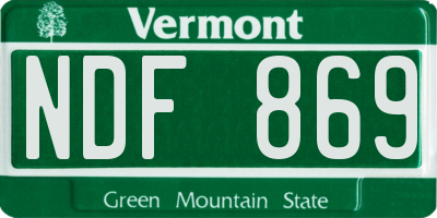 VT license plate NDF869
