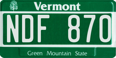 VT license plate NDF870