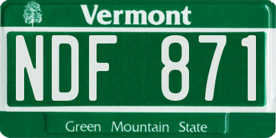 VT license plate NDF871