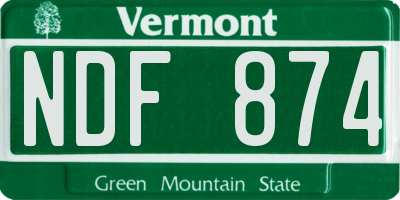 VT license plate NDF874
