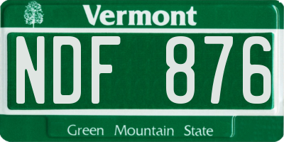 VT license plate NDF876