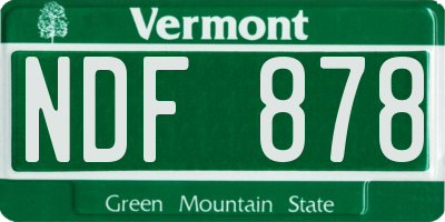 VT license plate NDF878