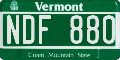 VT license plate NDF880
