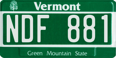 VT license plate NDF881