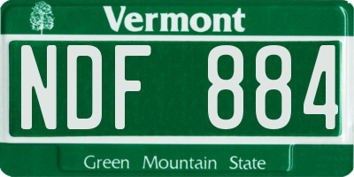 VT license plate NDF884